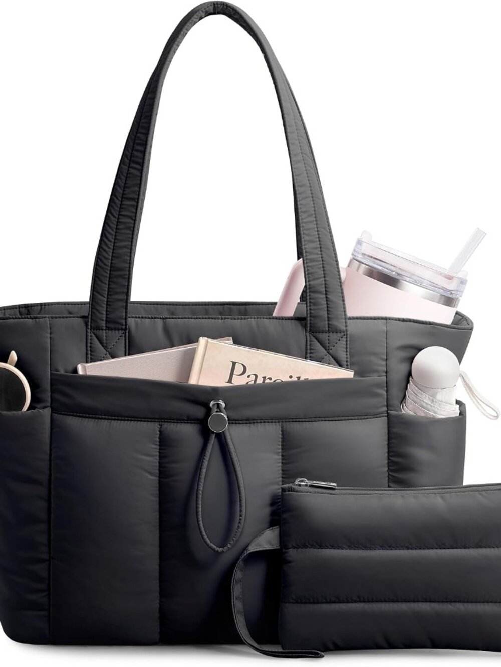 Puffy for Women with Cup Holder & Laptop Compartment & Cosmetic Bag & Trolley Sl